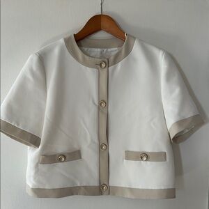 Zara Cream and Tan Women's Cropped Blazer